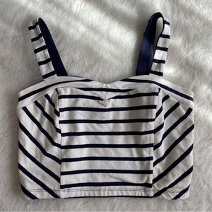 Navy stripe bustier top pinup vintage style  crop tank